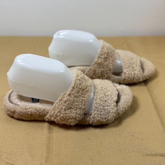 Eileen Fisher Womens Shearling Slip-On Sandals 7.5 Beige Strappy Fuzzy Soft - Picture 6 of 8